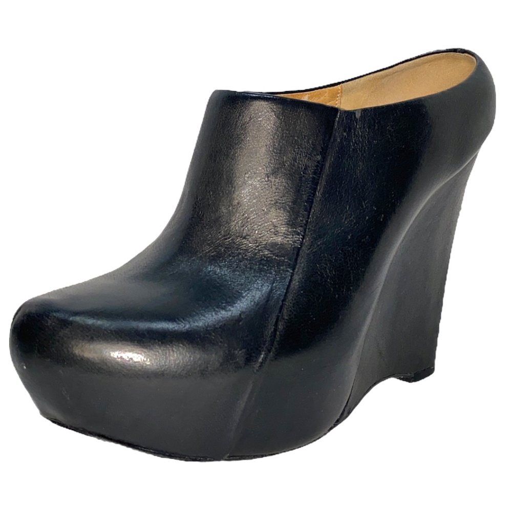 L.A.M.B. Black Platform Wedge Mule Shoe sz 7.5
